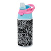 Children's hot water bottle, stainless steel, with safety straw, Pink/BlueCiel (360ml) BPA FREE