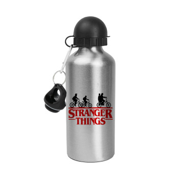 Stranger Things red, Metallic water jug, Silver, aluminum 500ml