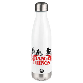 Stranger Things red, Μεταλλικό παγούρι θερμός Λευκό (Stainless steel), διπλού τοιχώματος, 500ml