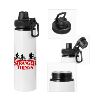 Stranger Things red, Metal water bottle with safety cap, aluminum 850ml