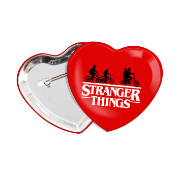 Stranger Things red, Κονκάρδα παραμάνα καρδιά (57x52mm)