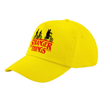 Stranger Things red, Καπέλο παιδικό Baseball, 100% Βαμβακερό Twill, Κίτρινο (ΒΑΜΒΑΚΕΡΟ, ΠΑΙΔΙΚΟ, UNISEX, ONE SIZE)
