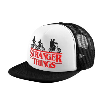 Stranger Things red, Child's Soft Trucker Hat with BLACK/WHITE Mesh (POLYESTER, CHILD, ONE SIZE)