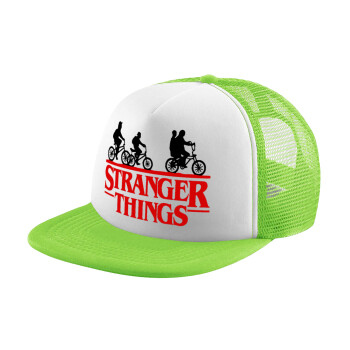 Stranger Things red, Adult Soft Trucker Hat with Mesh GREEN/WHITE (POLYESTER, ADULT, ONE SIZE)