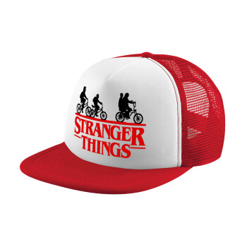 Stranger Things red, Καπέλο παιδικό Soft Trucker με Δίχτυ ΚΟΚΚΙΝΟ/ΛΕΥΚΟ (POLYESTER, ΠΑΙΔΙΚΟ, ONE SIZE)