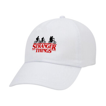 Stranger Things red, Καπέλο Ενηλίκων Baseball Λευκό 5-φύλλο (POLYESTER, ΕΝΗΛΙΚΩΝ, UNISEX, ONE SIZE)
