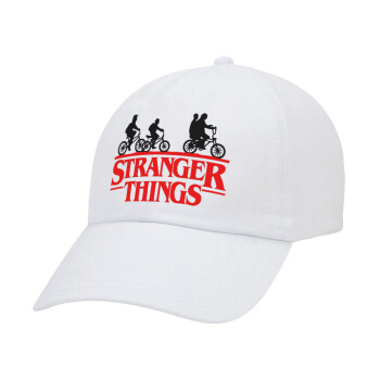 Stranger Things red, Adult Baseball Cap White 5-panel (POLYESTER, ADULT, UNISEX, ONE SIZE)