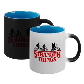 Stranger Things red, Κούπα Μαγική εσωτερικό μπλε, κεραμική 330ml που αλλάζει χρώμα με το ζεστό ρόφημα