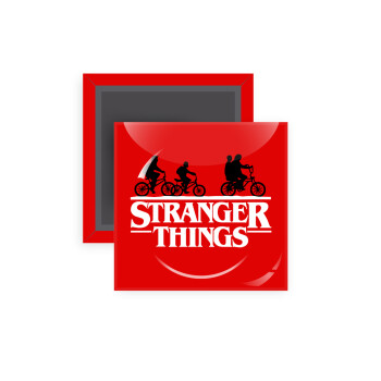 Stranger Things red, Μαγνητάκι ψυγείου τετράγωνο διάστασης 5x5cm