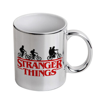 Stranger Things red, Mug ceramic, silver mirror, 330ml