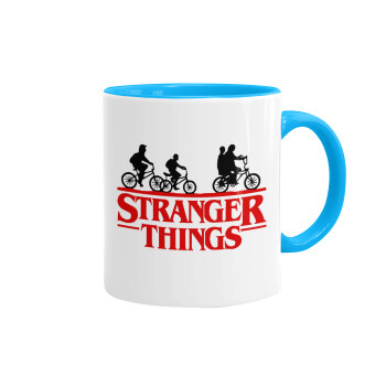 Stranger Things red, Mug colored light blue, ceramic, 330ml