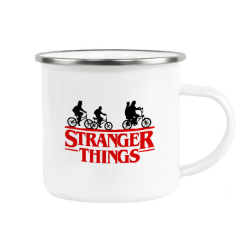 Stranger Things red, Metallic enamel cup white 360ml