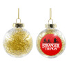 Transparent Christmas tree ball ornament with gold filling 8cm