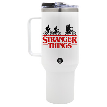 Stranger Things red, Mega Tumbler με καπάκι, διπλού τοιχώματος (θερμό) 1,2L