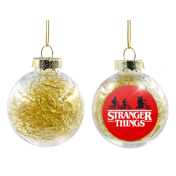 Stranger Things red, Στολίδι Χριστουγεννιάτικη μπάλα δένδρου διάφανη με χρυσό γέμισμα 8cm