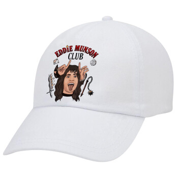 Eddie Munson, Hellfire CLub, Stranger Things, Adult Baseball Cap White 5-panel (POLYESTER, ADULT, UNISEX, ONE SIZE)