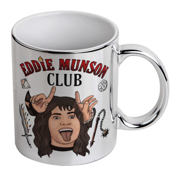 Eddie Munson, Hellfire CLub, Stranger Things, Mug ceramic, silver mirror, 330ml