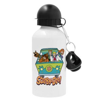 Scooby Doo car, Metal water bottle, White, aluminum 500ml