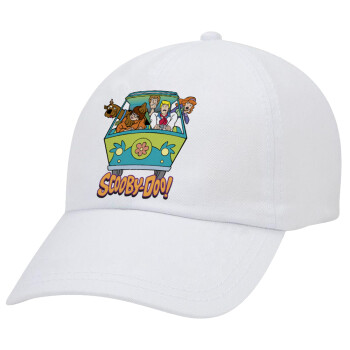 Scooby Doo car, Adult Baseball Cap White 5-panel (POLYESTER, ADULT, UNISEX, ONE SIZE)