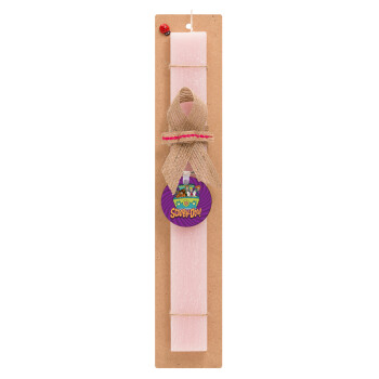 Scooby Doo car, Easter Set, wooden keychain & scented flat Easter candle (30cm) (PINK)