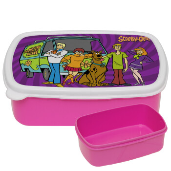 Scooby Doo car, ΡΟΖ παιδικό δοχείο φαγητού (lunchbox) πλαστικό (BPA-FREE) Lunch Βox M18 x Π13 x Υ6cm