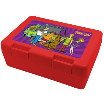 Scooby Doo car, Παιδικό δοχείο κολατσιού ΚΟΚΚΙΝΟ 185x128x65mm (BPA free πλαστικό)