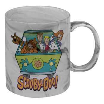 Scooby Doo car, Κούπα κεραμική, marble style (μάρμαρο), 330ml