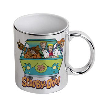 Scooby Doo car, Κούπα κεραμική, ασημένια καθρέπτης, 330ml