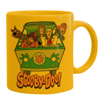 Scooby Doo car, Ceramic coffee mug yellow, 330ml (1pcs)