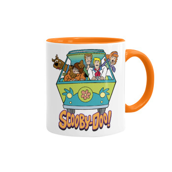 Scooby Doo car, Mug colored orange, ceramic, 330ml