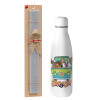 Easter Set, metallic Inox water bottle (700ml) & Easter scented flat candle (30cm) (GRAY)