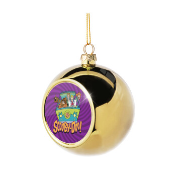 Scooby Doo car, Χριστουγεννιάτικη μπάλα δένδρου Χρυσή 8cm