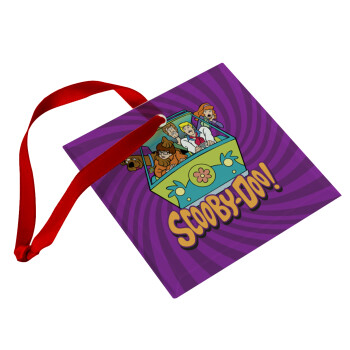 Scooby Doo car, Christmas ornament, glass square ornament 9x9cm