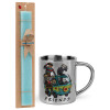 Easter Set, metallic thermal cup (300ml) & aromatic flat Easter candle (30cm) (TURQUOISE)