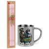 Easter Set, metallic thermal cup (300ml) & aromatic flat Easter candle (30cm) (PINK)