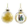 Transparent Christmas tree ball ornament with gold filling 8cm