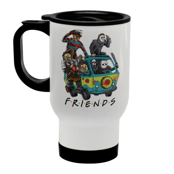 Halloween Friends Scooby Doo, Stainless steel travel mug with lid, double wall white 450ml