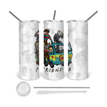 Halloween Friends Scooby Doo, Tumbler stainless steel 600ml, with metal straw & cleaning brush