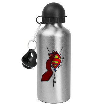 SuperDad, Metallic water jug, Silver, aluminum 500ml