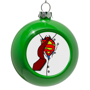 SuperDad, Green Christmas tree ornament bauble 8cm