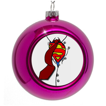 SuperDad, Purple Christmas tree ornament bauble 8cm