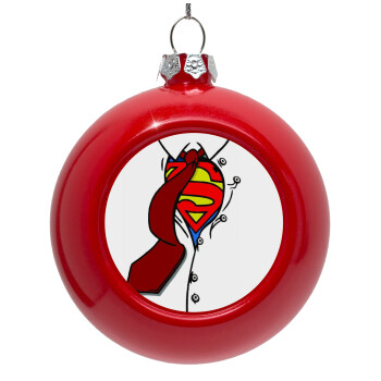 SuperDad, Red Christmas tree ornament bauble 8cm