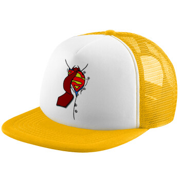 SuperDad, Καπέλο Ενηλίκων Soft Trucker με Δίχτυ Κίτρινο/White (POLYESTER, ΕΝΗΛΙΚΩΝ, UNISEX, ONE SIZE)