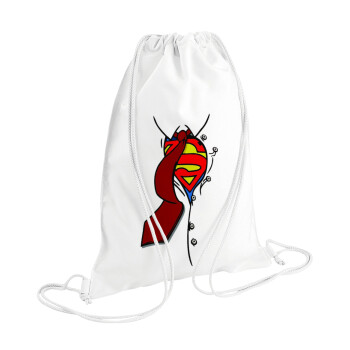 SuperDad, Τσάντα πλάτης πουγκί GYMBAG λευκή (28x40cm)