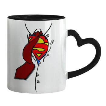 SuperDad, Mug heart black handle, ceramic, 330ml