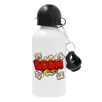 BOOM!!!, Metal water bottle, White, aluminum 500ml