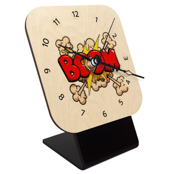 BOOM!!!, Quartz Table clock in natural wood (10cm)