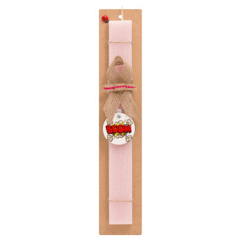 BOOM!!!, Easter Set, wooden keychain & scented flat Easter candle (30cm) (PINK)