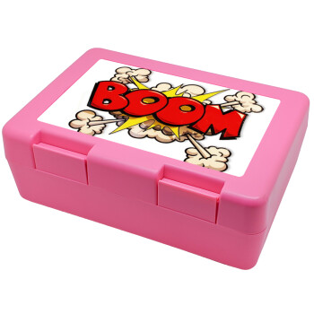 BOOM!!!, Παιδικό δοχείο κολατσιού ΡΟΖ 185x128x65mm (BPA free πλαστικό)
