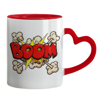 BOOM!!!, Κούπα καρδιά χερούλι κόκκινη, κεραμική, 330ml